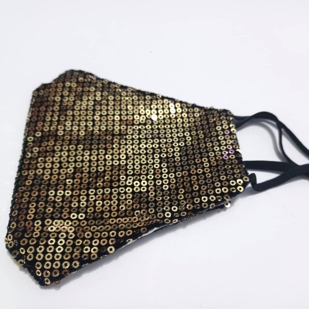 Sequin Gold Reusable Face Mask, Non-Medical